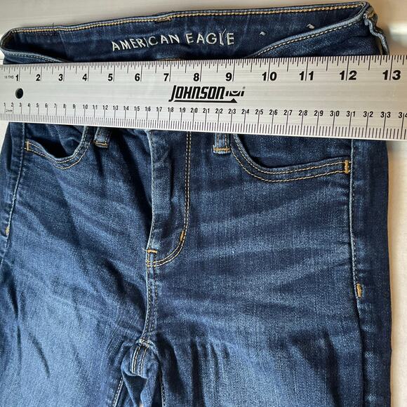 American Eagle Outfitters Women Skinny Jeans size 2 US Blue Mid Rise Stretch - Picture 2 of 11